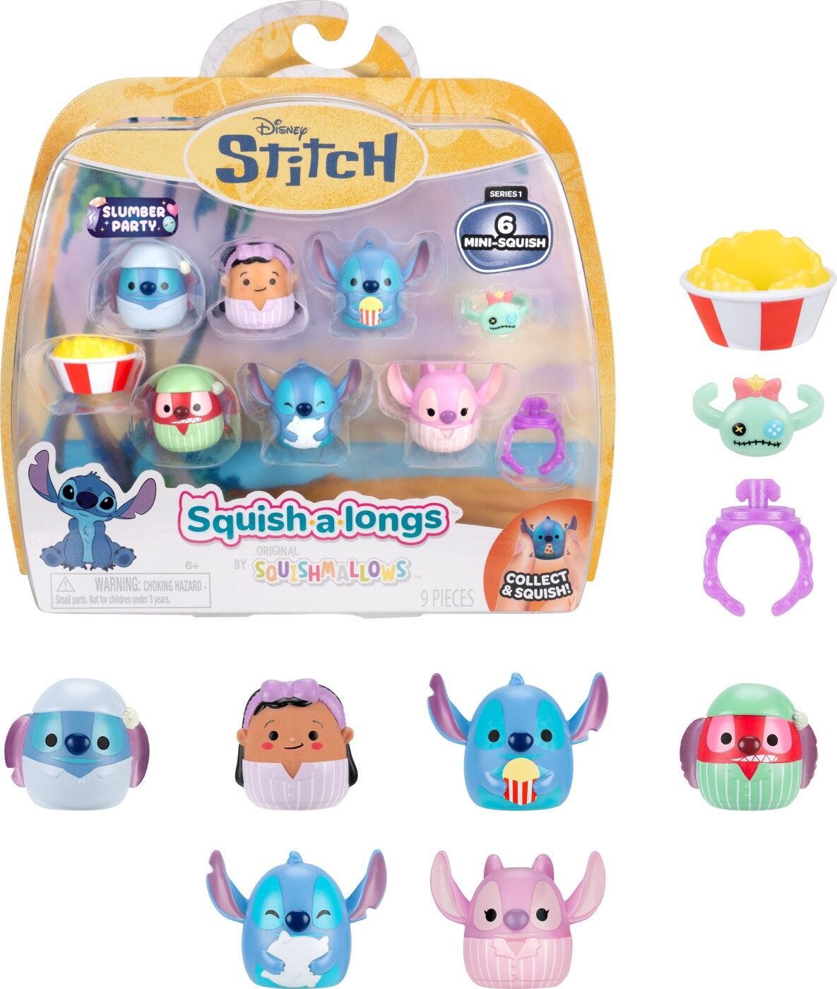 Squishalongs Squish-a-longs 2.5 cm Disney Stitch 6 Pack