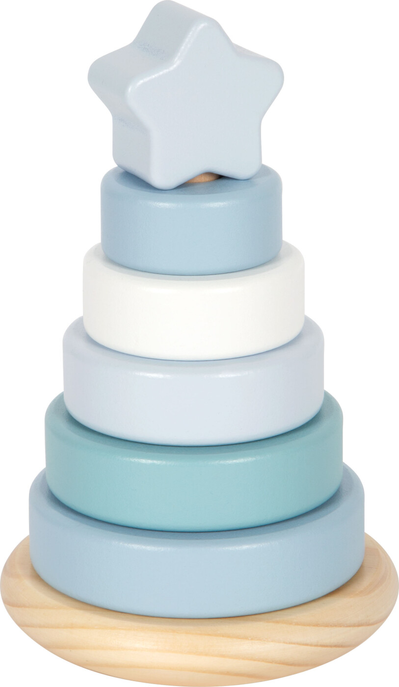 Small Foot - Wooden Stacking Tower Blue - 7 pcs.
