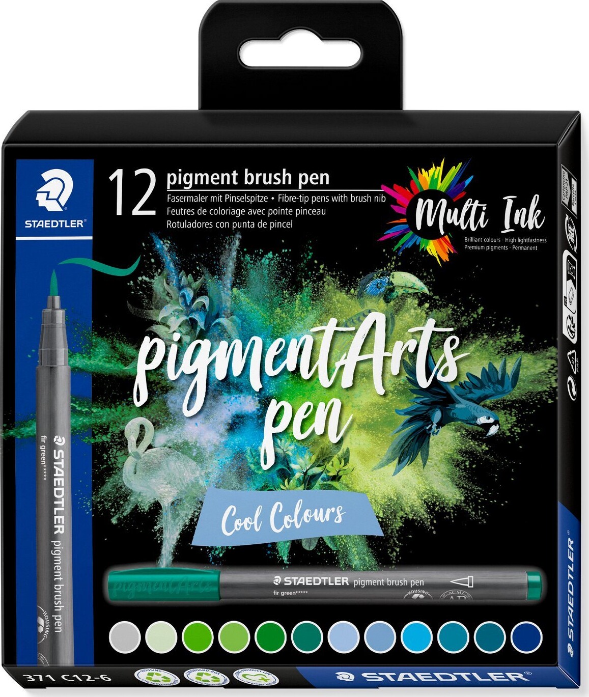 Staedtler - Pigment Arts Brush Pen Tusser - Kold - 12 Farver