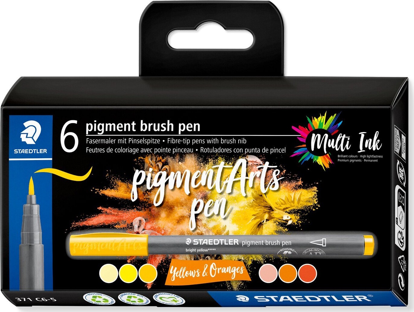 Staedtler - Pigment Arts Brush Pen Tusser - Gul Og Orange - 6 Farver