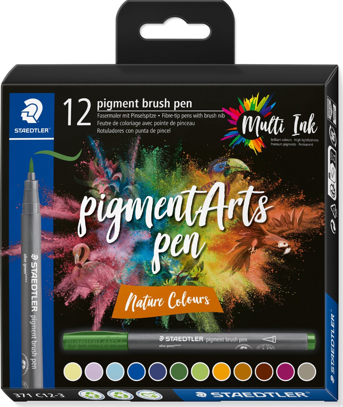 Staedtler - Pigment Arts Brush Pen Tusser - Natur - 12 Farver