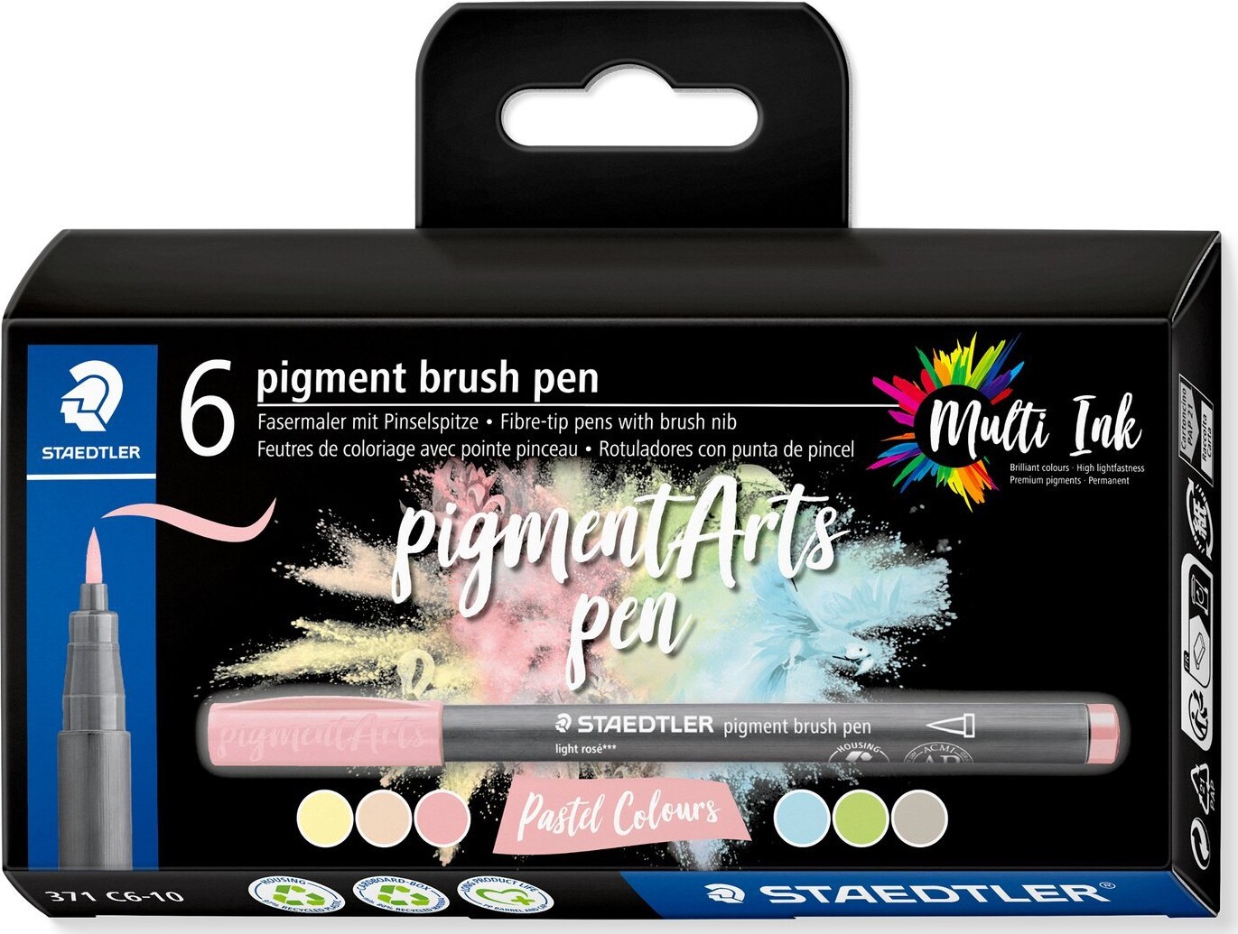 Staedtler - Pigment Arts Brush Pen Tusser - Pastel - 6 Farver