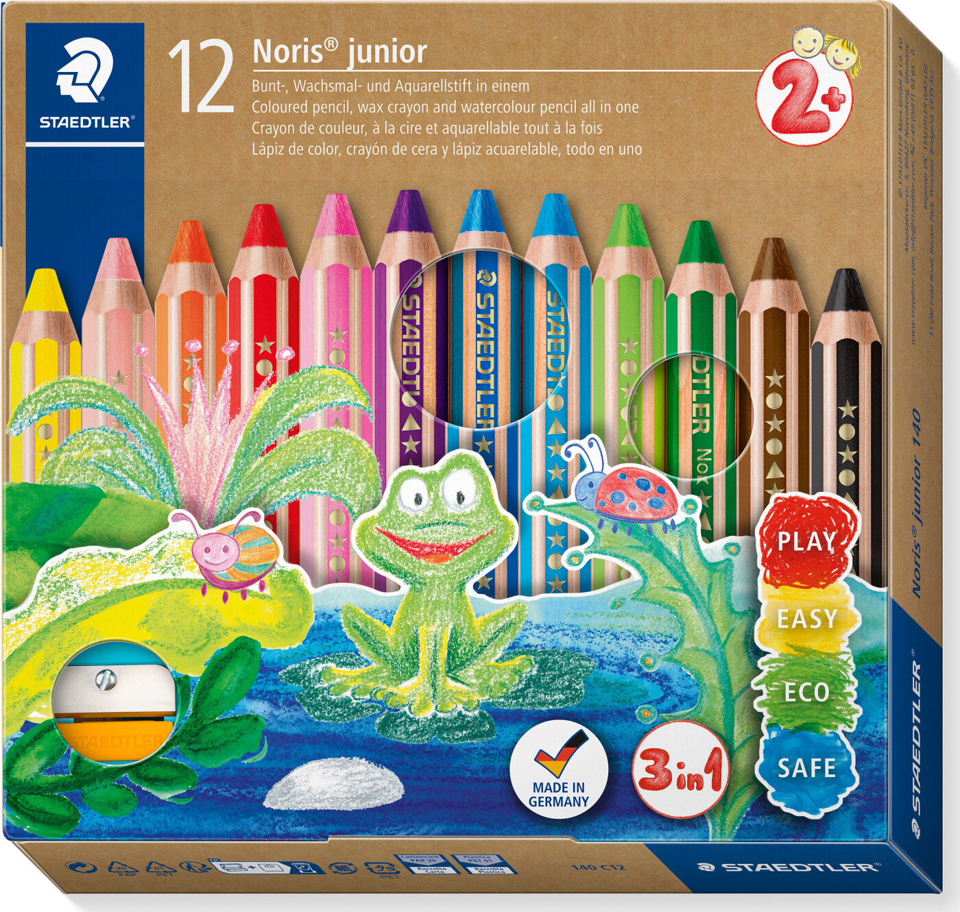 Staedtler - Store 3 I 1 Farveblyanter I Boks - 12 Farver