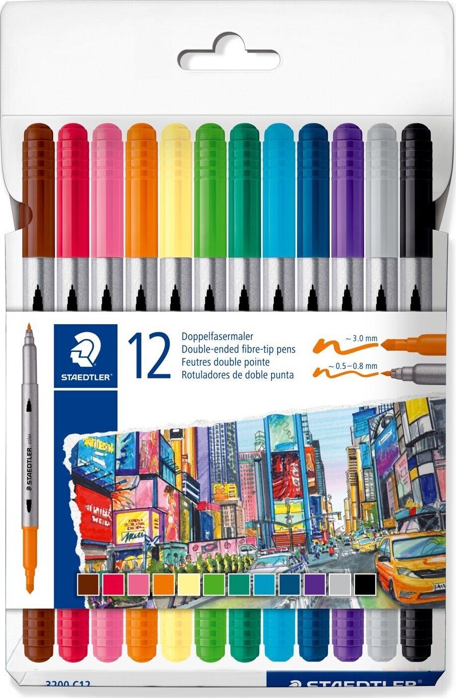 Staedtler - Twin Marker Fibre-tip Tusser - Flere Farver - 12 Stk.