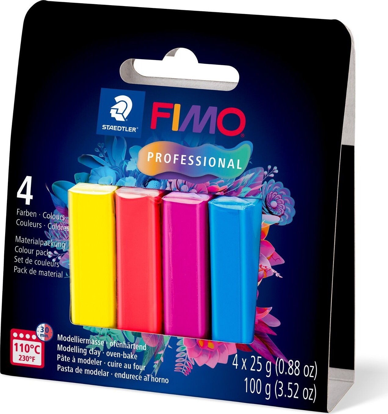 Fimo Ler - Professional - Ler Til Ovn Sæt - 4 True Colours Farver