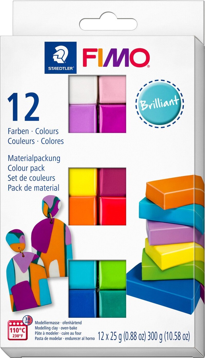 Fimo Ler - Soft - Ler Til Ovn Sæt - 12 Brilliant Farver