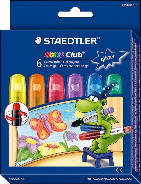 Se Farvekridt Med Glitter Gel - Staedtler Noris Club - 6 Stk hos Gucca.dk