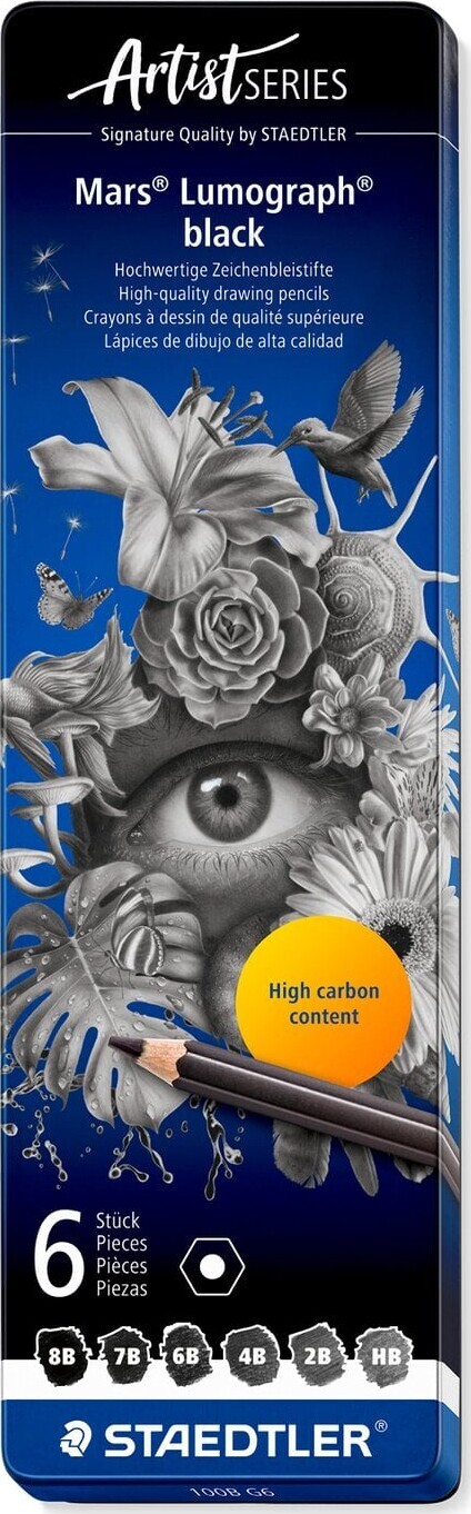 Staedtler - Mars Lumograph Blyanter - 6 Stk Assorteret