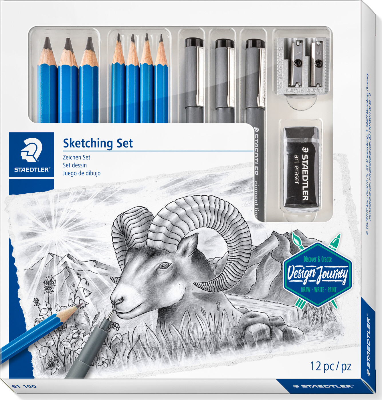 Staedtler - Sketching Set - Skitse Og Tegnesæt - 12 Dele