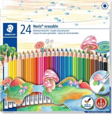 Staedtler - Farveblyanter Med Viskelæder - Erasable - 24 Stk.