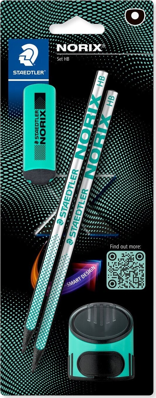 Staedtler - Norix Blyantsæt, 2 Blyanter, Viskelæder Og Blyantspidser - Grøn