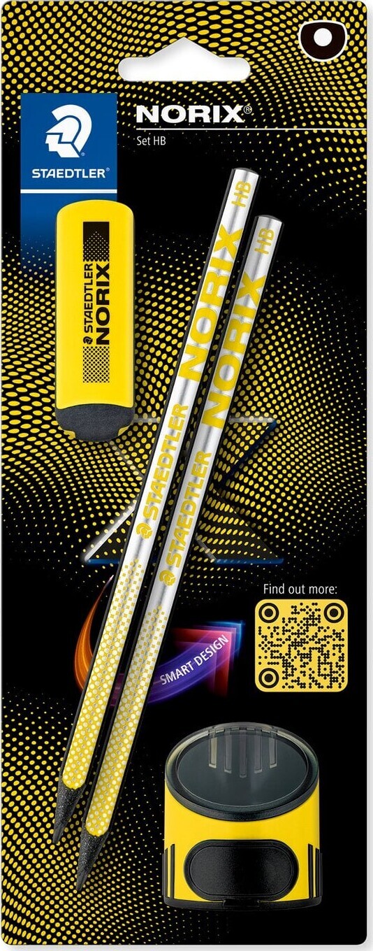 Staedtler - Norix Hb 2 Blyanter, Viskelæder, Blyantspidser - Gul