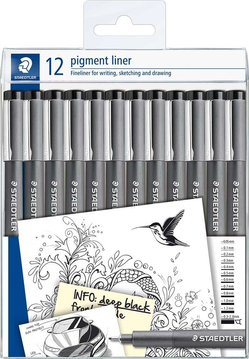 Staedtler - Pigmentliner - 0,5 Mm - Sort - 12 Stk.