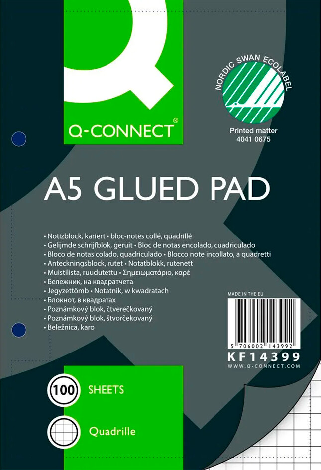 Notesblok - A5 - Ternet - Sidelimet - 2 Huller - 100 Sider