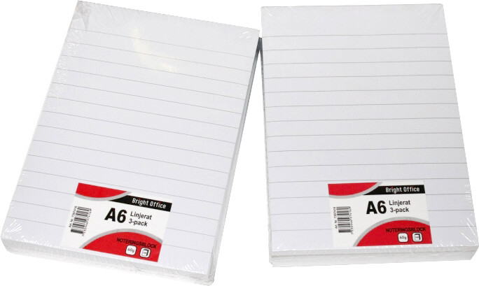 Standardblok A6 Linjeret 3-pak - Bright Office