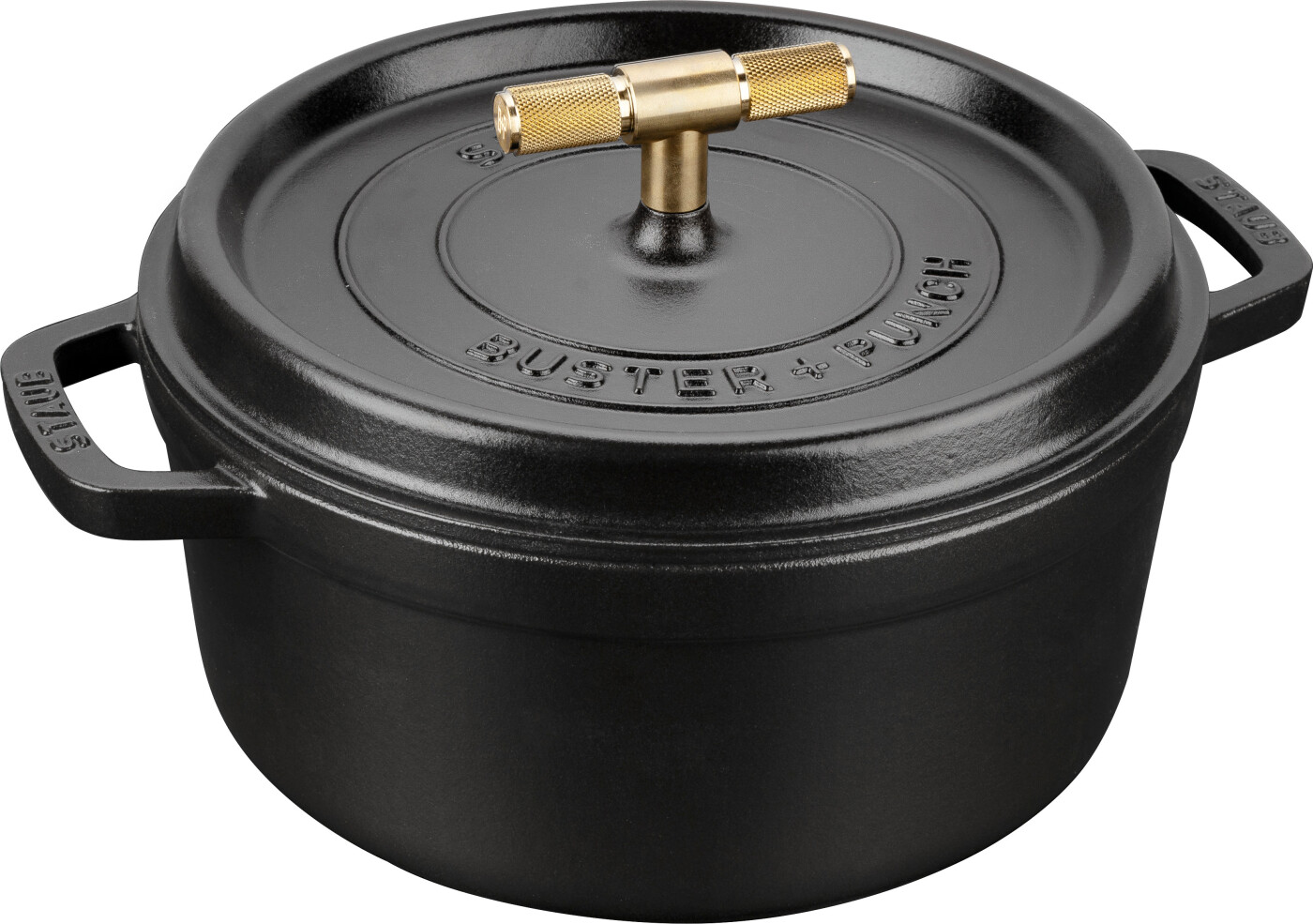 Staub - Buster + Punch Cocotte - Black - 24 cm 3.7 L (Gold knob)