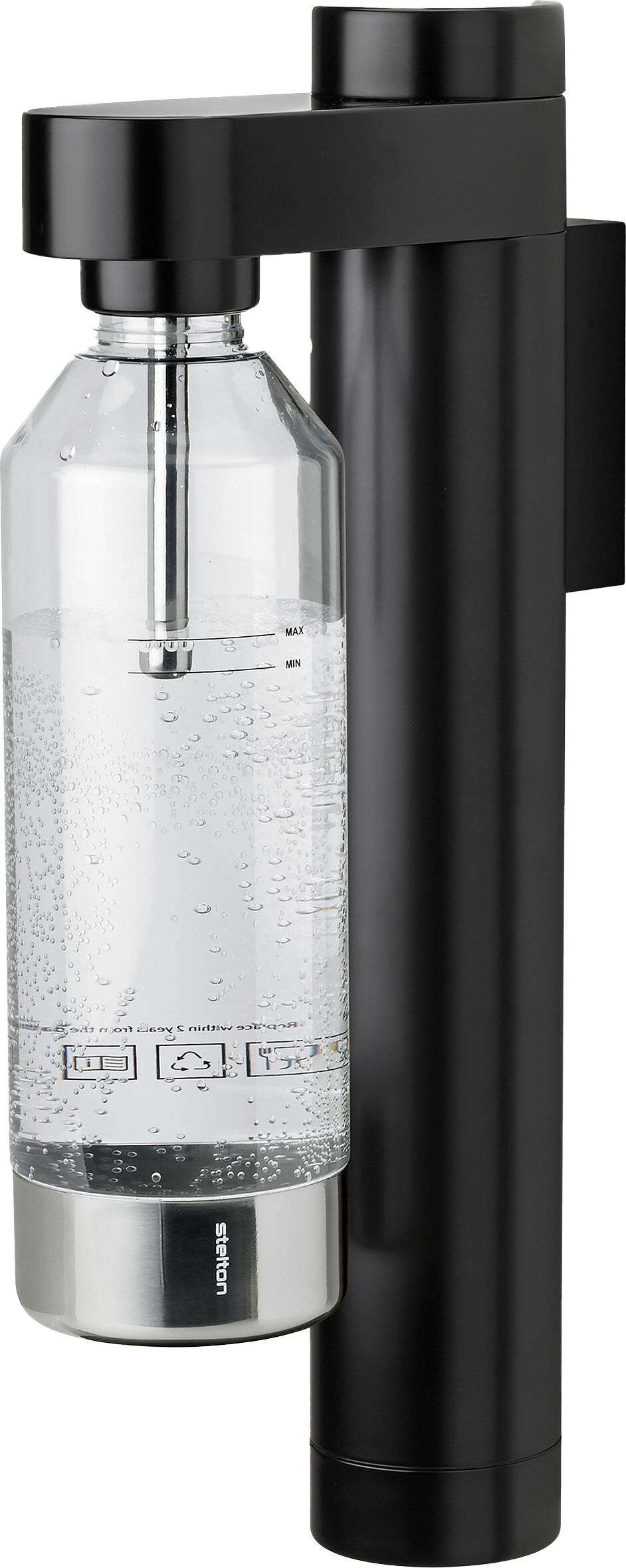 Stelton - Brus Sodavandsmaskine - Væghængt - Inkl. Flaske - Sort