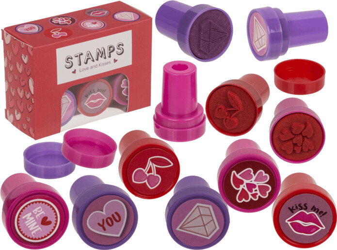 Stempler 6 Stk Hjerter Og Kys Gaveæske