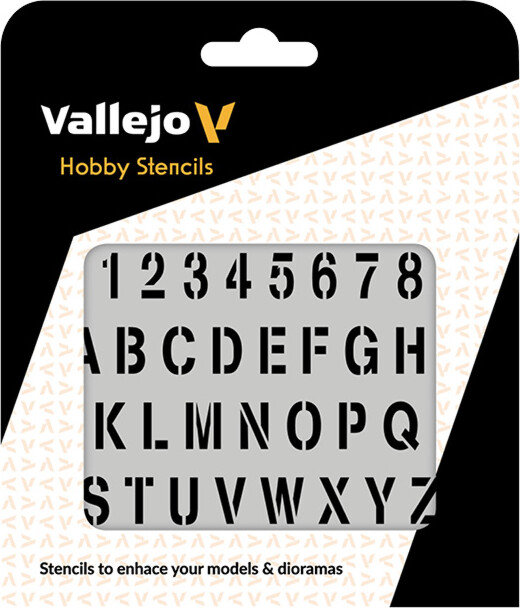 Vallejo - Hobby Stencils - Maleskabelon - Tal Og Bogstaver