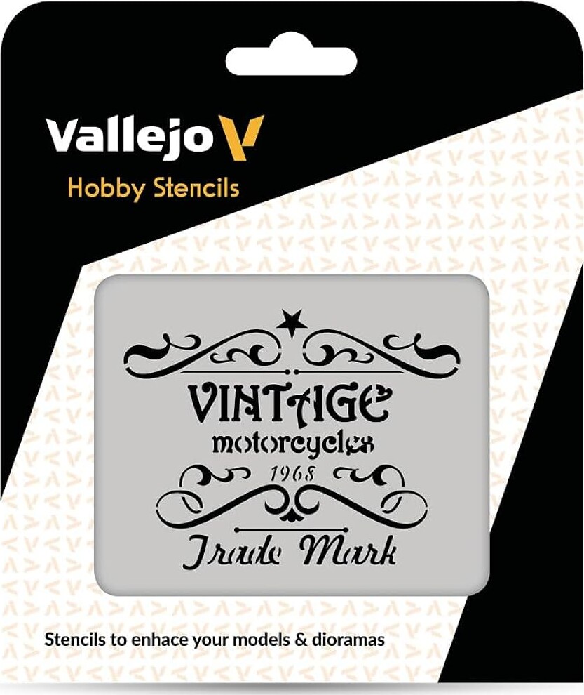 Vallejo - Hobby Stencils - Maleskabelon - Vintage Motorcycles Skilt
