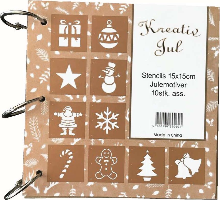 Stencils Julemotiver 15x15cm 10stk. Ass.