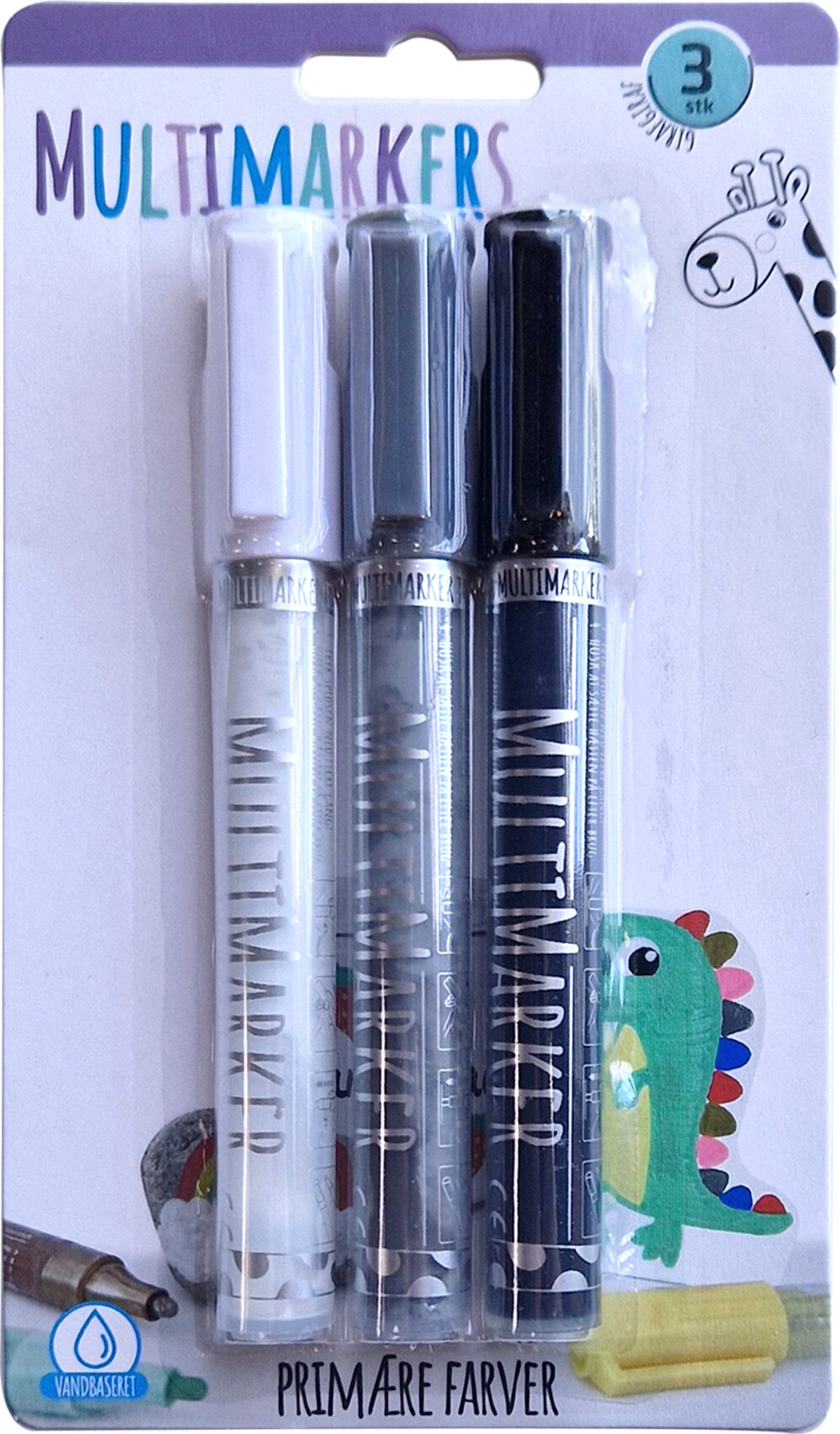 Stentusser 3 Stk Sort-grå-hvid