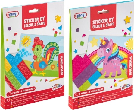 Klistermærke Sæt - Farver Og Former - 12 Ark - Assorteret