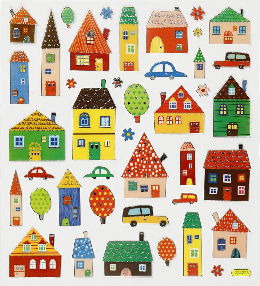 Stickers - Byliv - Ark 15x16,5 Cm - 1 Ark