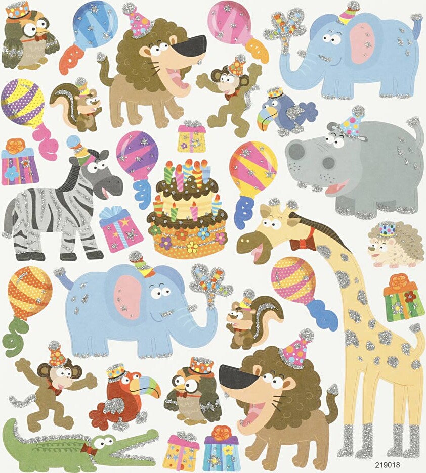 Stickers - Dyrenes Fødselsdag - Ark 15x16,5 Cm - 1 Ark - Creativ Company