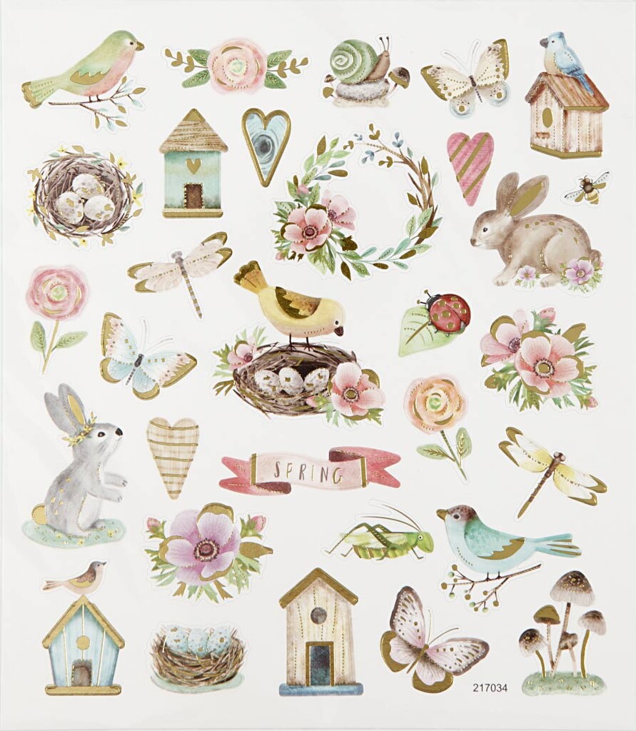 Stickers - Forår Og Påske - Ark 15x16,5 Cm - 1 Ark