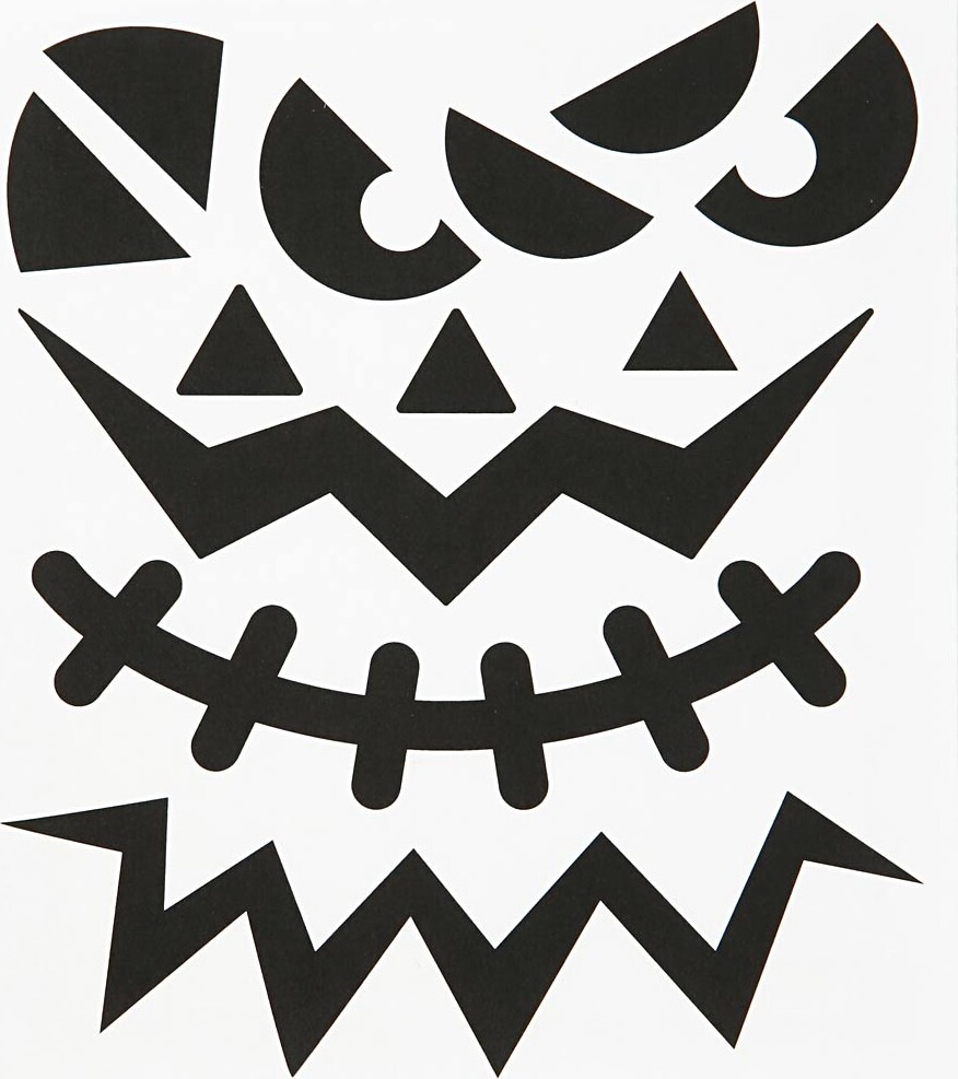 Stickers - Halloween - Store Ansigter - Ark 15x16,5 Cm - 1 Ark