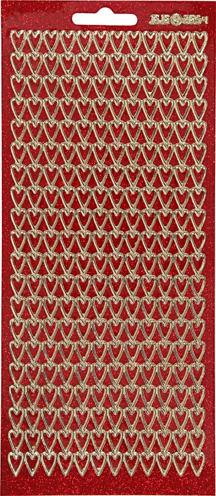 Hjerte Klistermærker - Guld Og Rød Med Glimmer billede