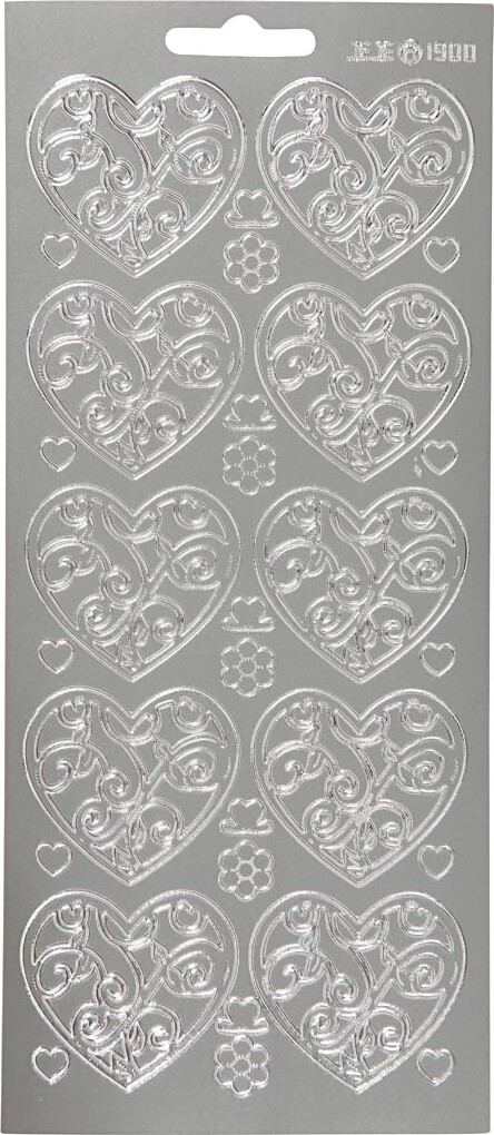 Hjerte Klistermærker - Sølv billede