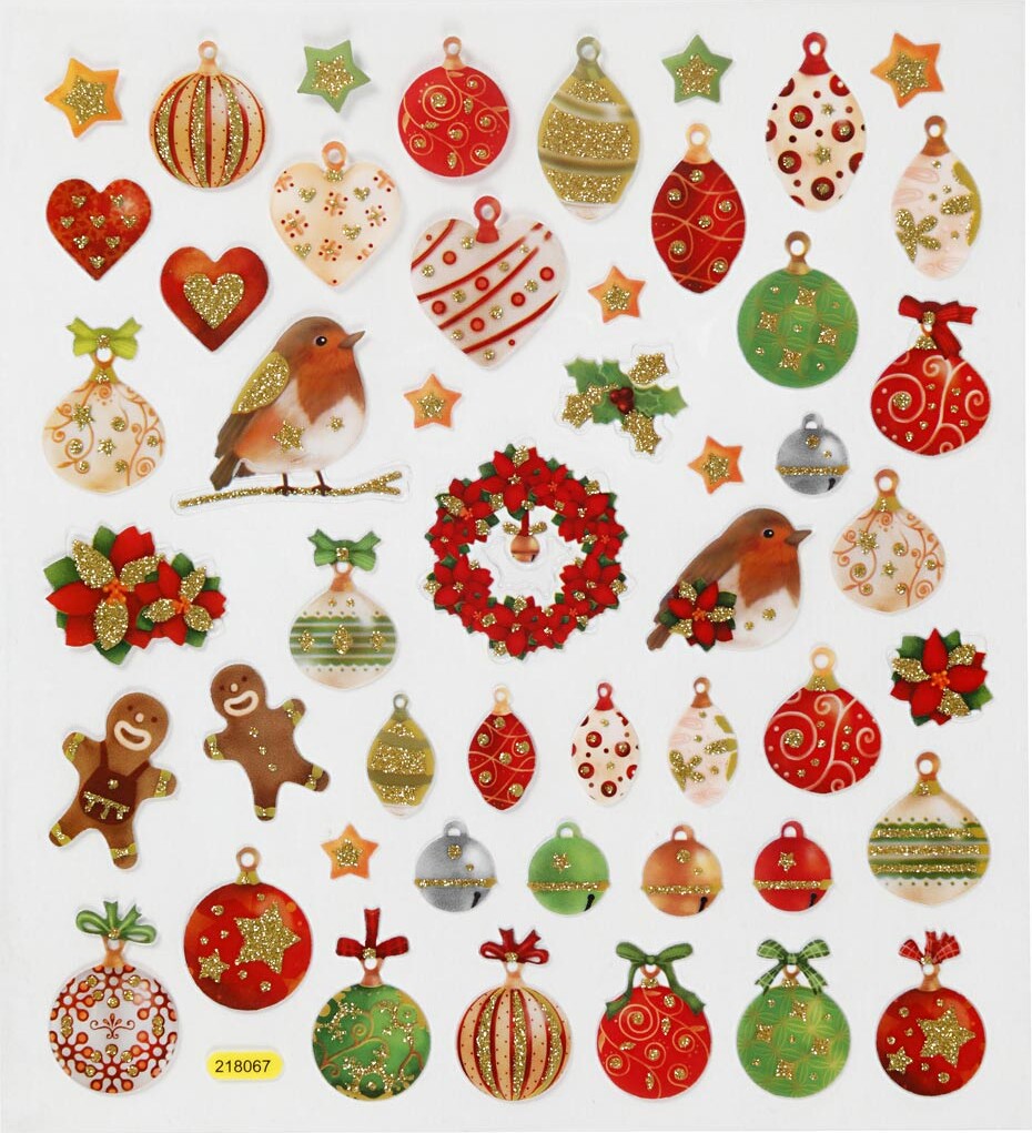 Stickers - Julekugler Og Pynt - Ark 15x16,5 Cm - 1 Ark