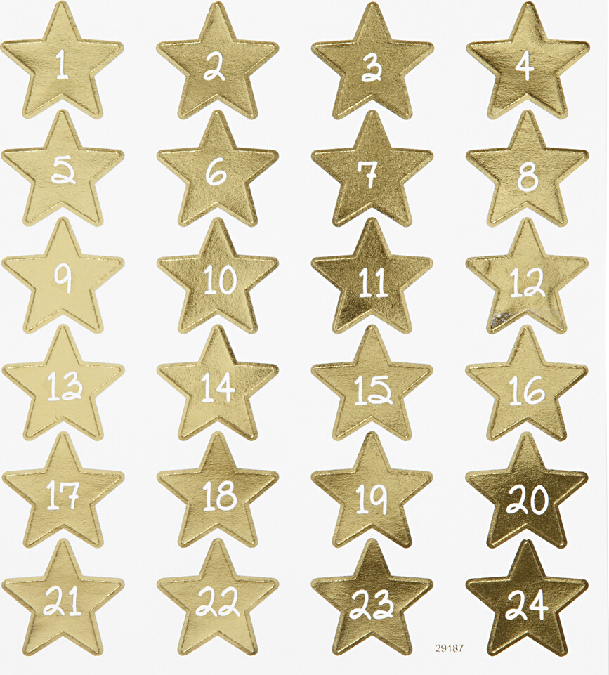 Juleklistermærker - Kalendertal - Guld