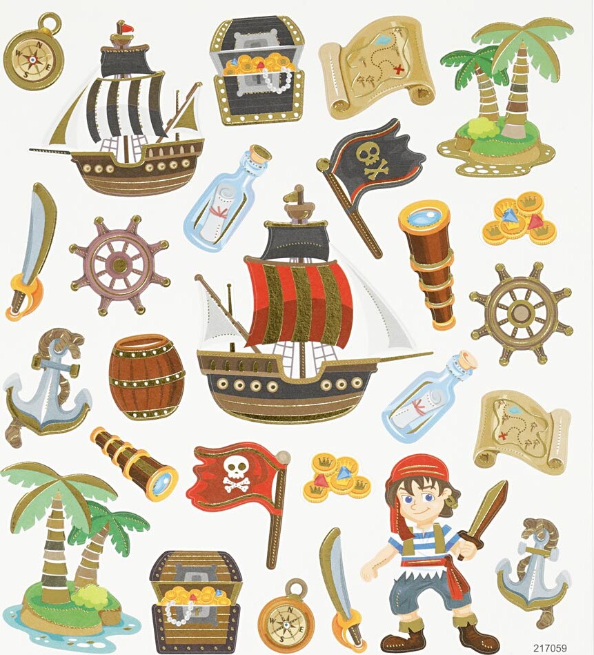 Stickers - Pirater - Ark 15x16,5 Cm - 1 Ark