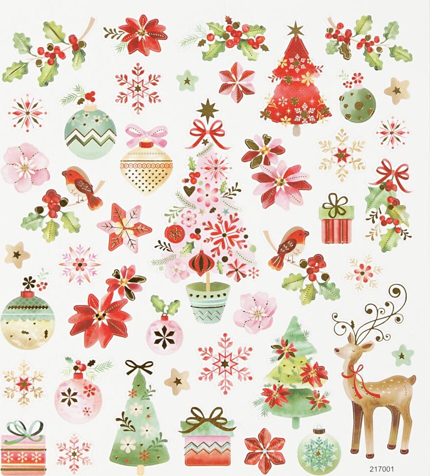 Stickers - Romantisk Jul - Ark 15x16,5 Cm - 1 Ark