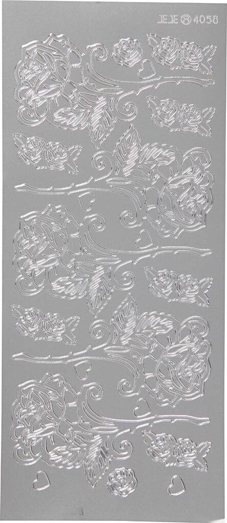 Blomster Klistermærker - Roser - Sølv billede