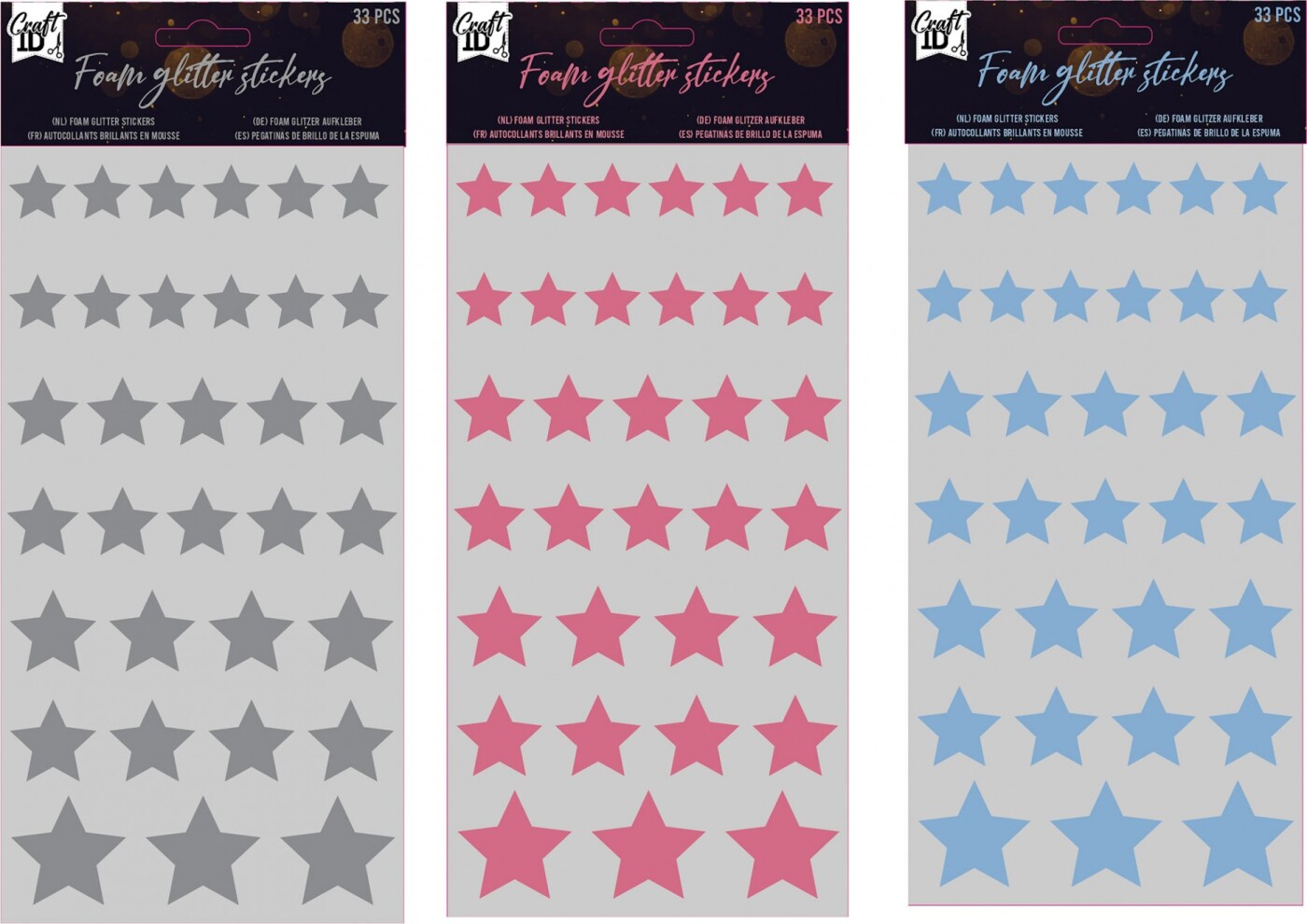 Skumklistermærker Med Glimmer - Stjerner - Assorteret