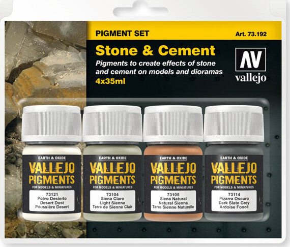 Vallejo - Pigments Sæt - Stone & Cement - 4x35 Ml