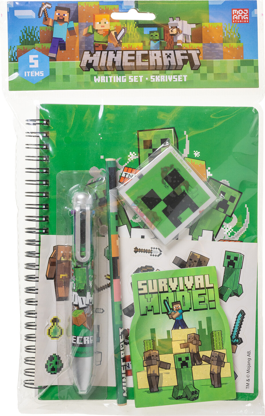 Stor - Minecraft - Skrivesæt M/ Multikol. Pen