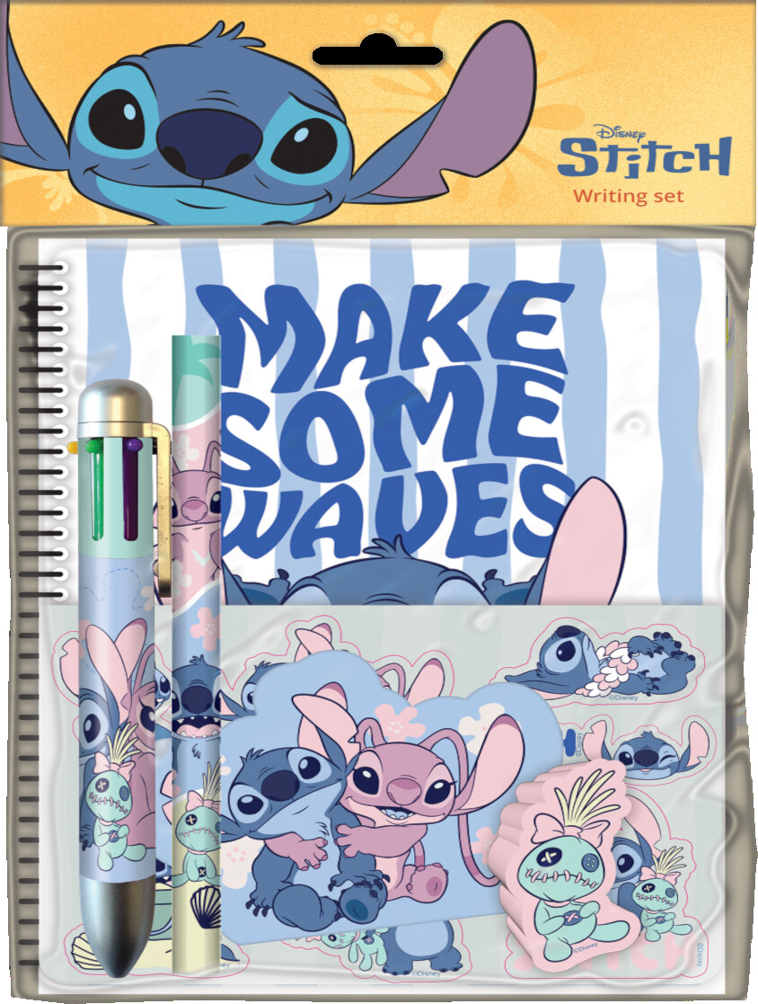 Stor - Stitch Skrivesæt - Flerfarvet Pen