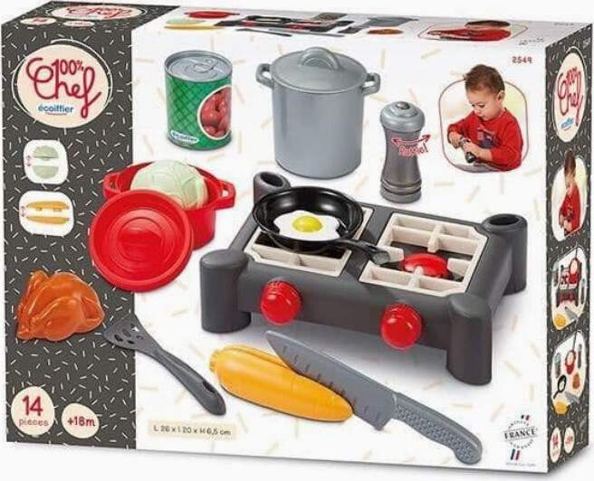 Kogeplade Legemad Sæt I Plastik - 14 Dele - Ecoiffier - 100% Chef