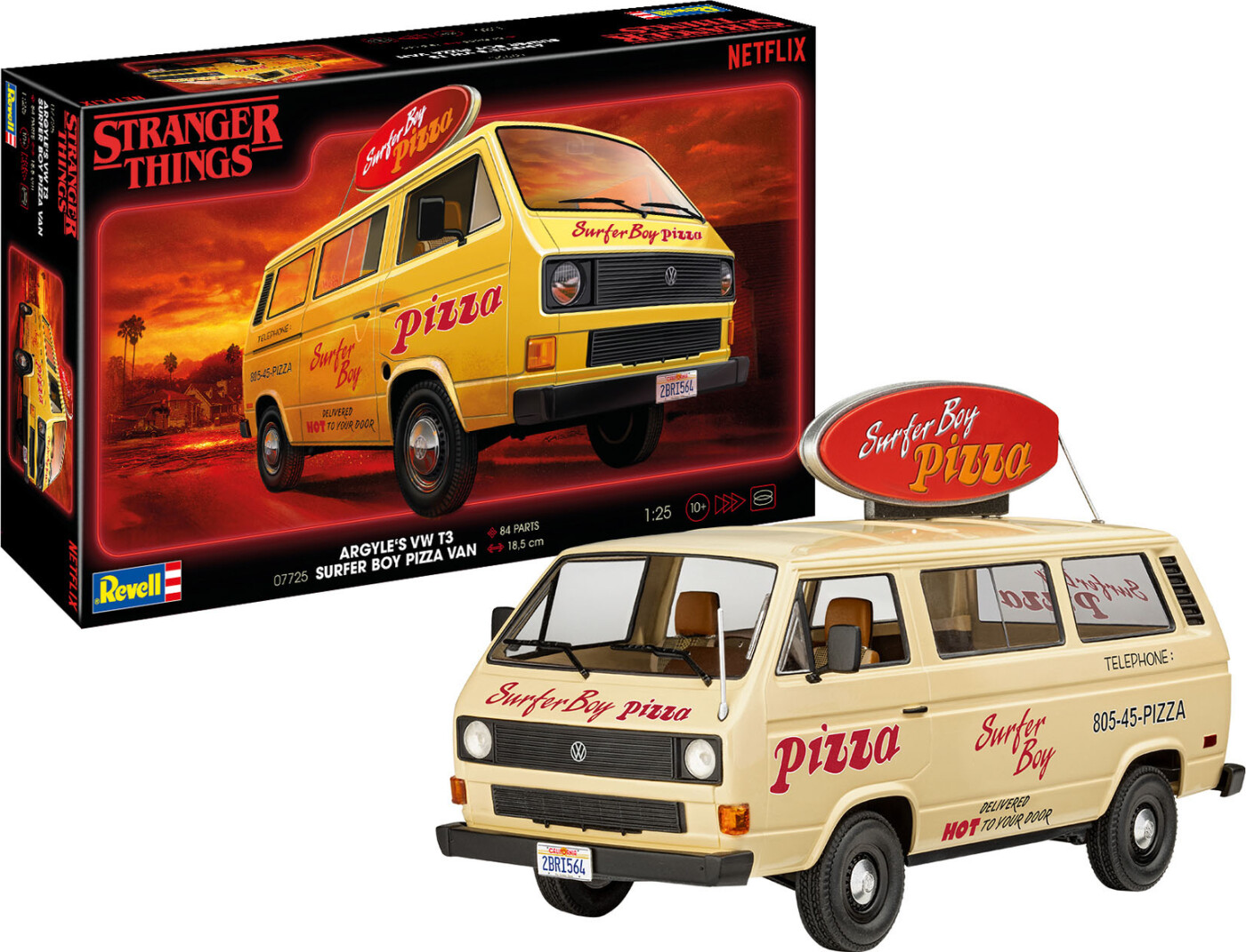 Revell - Stranger Things Vw T3 Bus Surfer Boy Pizza Van - 1:25 - 07725