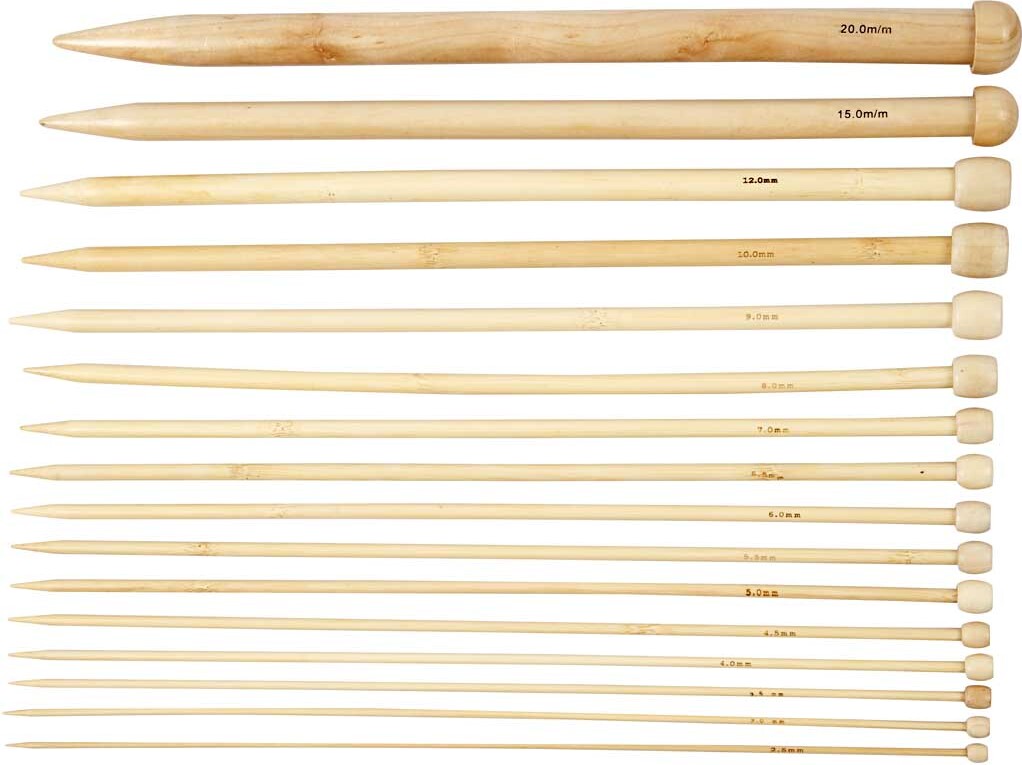 Strikkepinde - Nr. 2,5-20 - L 35 Cm - 16 Par