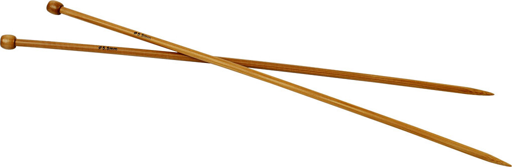 Billede af Firkantede Strikkepinde Sæt - Bambus Træ - B 5,5 Mm - L 35 Cm