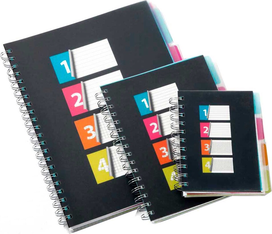 Spiralblok A4 hvid med faner - (stk.)