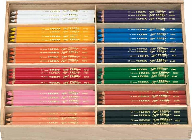 Super Ferby 1 Farveblyanter - L 18 Cm - Mine 6,25 Mm - Assorterede Farver - 12x12 Stk.