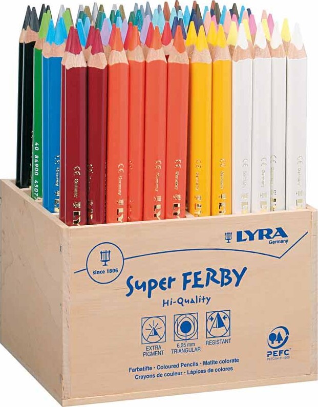 Super Ferby 1 Farveblyanter - L 18 Cm - Mine 6,25 Mm - Assorterede Farver - 96 Stk.