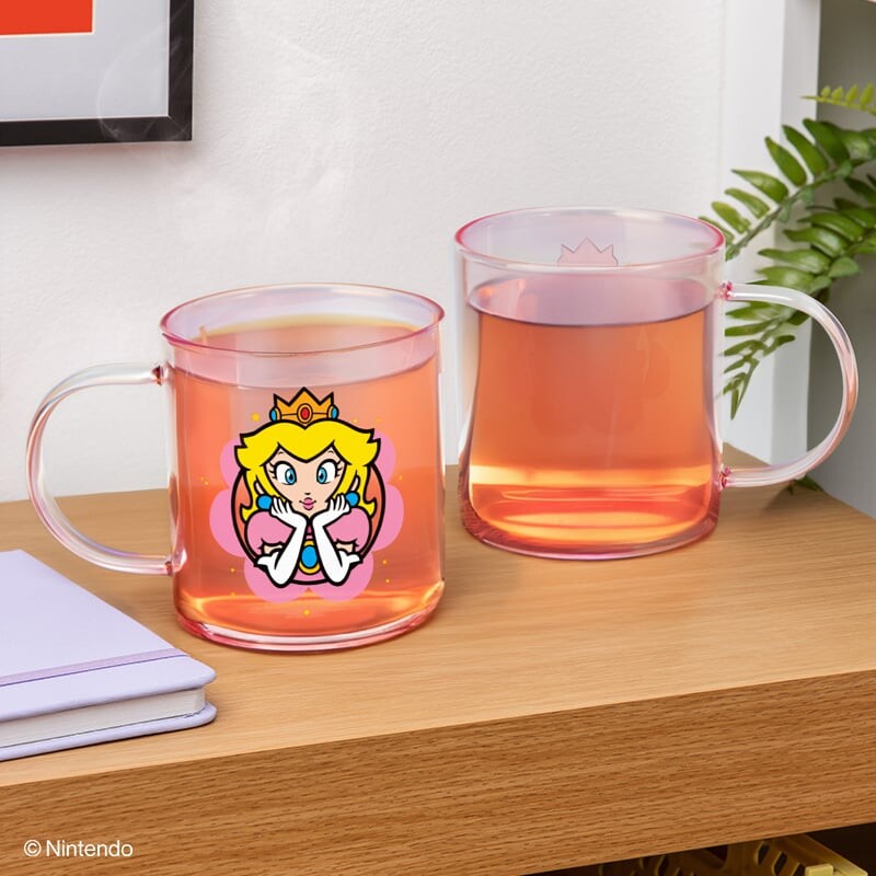 Super Mario - Princess Peach Iridescent Glass Mug